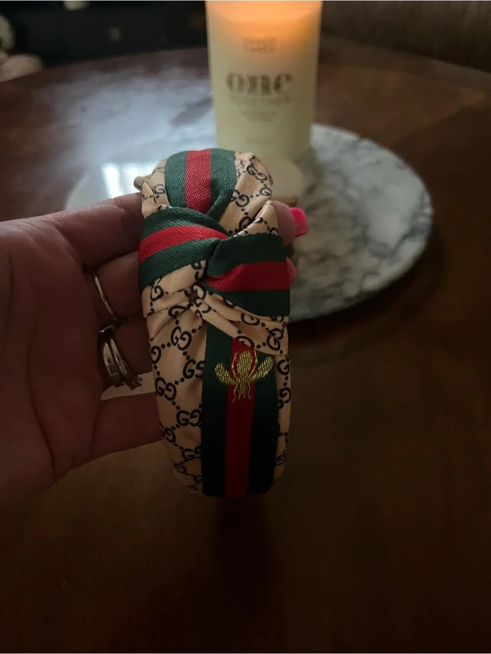 Gucci Knot Headband with Green and Red Stripe